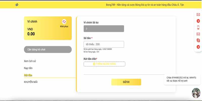 Giao diện rút tiền cực kỳ trực quan tại B789 - mmofury.io